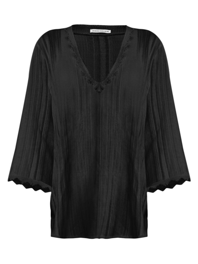 Shop Robin Piccone Women's Jo Lace-trimmed Cover-up Tunic In Black