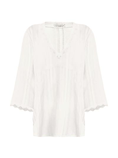 Shop Robin Piccone Women's Jo Lace-trimmed Cover-up Tunic In White