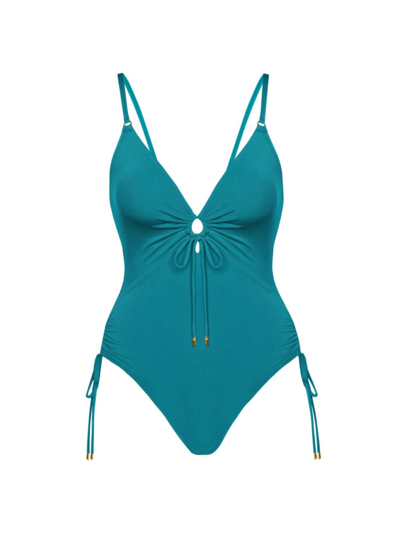 Shop Robin Piccone Women's Aubrey Keyhole One-piece Swimsuit In Ocean