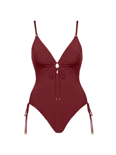 Shop Robin Piccone Women's Aubrey Keyhole One-piece Swimsuit In Ancho