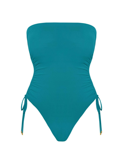 Shop Robin Piccone Women's Aubrey Strapless One-piece Swimsuit In Ocean