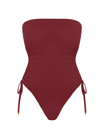 Shop Robin Piccone Women's Aubrey Strapless One-piece Swimsuit In Ancho