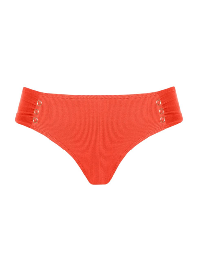 Shop Robin Piccone Women's Amy Ruched Hipster Bikini Bottoms In Marmalade