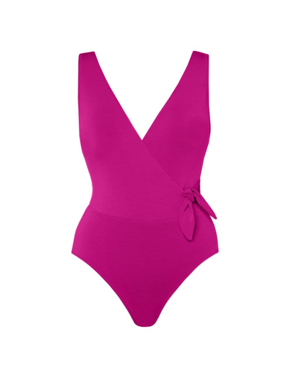 Shop Robin Piccone Women's Ava Wrap One-piece Swimsuit In Acai