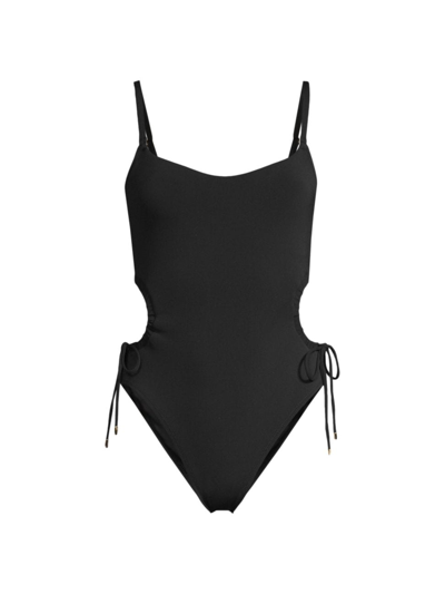 Shop Robin Piccone Women's Aubrey Cut-out One-piece Swimsuit In Black