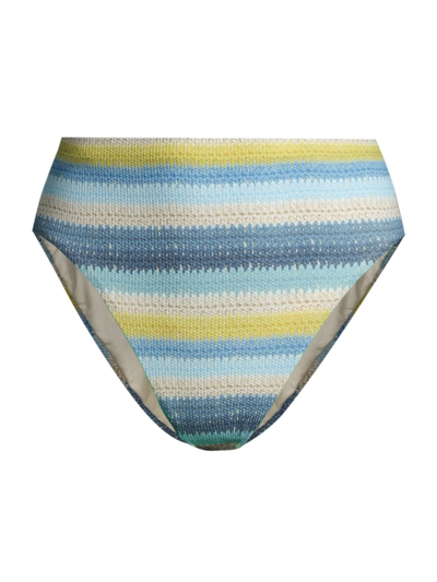 Shop Robin Piccone Women's Lyra Striped High-waist Bottom In Blue Honeydew