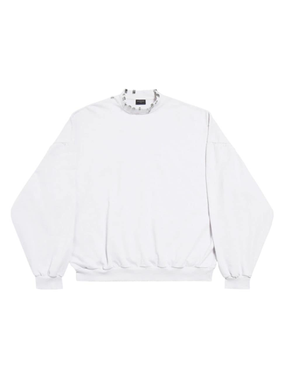 Shop Balenciaga Pierced Round Oversized Sweatshirt In White