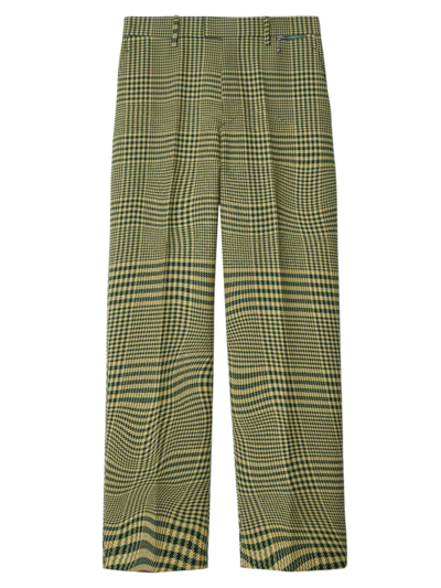 Shop Burberry Men's Warped Houndstooth Wool Trousers In Ivy Pattern