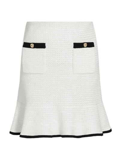 Shop Self-portrait Women's Crochet Tipped Miniskirt In White