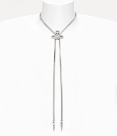 Shop Vivienne Westwood Bolo Tie In Platinum-white-crystal