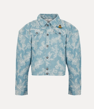 Shop Vivienne Westwood Denim Boxer Jacket In Blue-coral