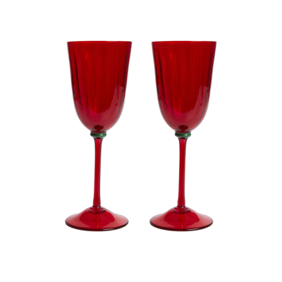 Shop La Doublej Wine Rainbow Glasses Set Of 2 In Red