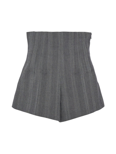 Shop Prada Women's Pinstripe Wool Shorts In Grey