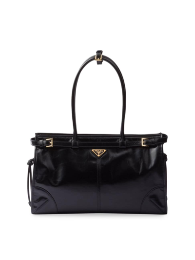 Shop Prada Women's Large Leather Handbag In Black