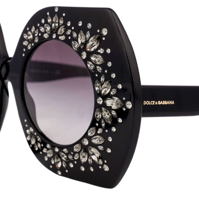 Shop Dolce & Gabbana Crystal Sunglasses In Black