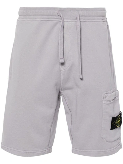 Shop Stone Island Compass-motif Shorts In Grey