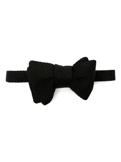 Shop Tom Ford Black Jacquard Pattern Bow Tie