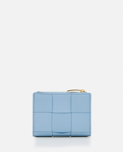 Shop Bottega Veneta Small Bi-fold Leather Wallet In Blue