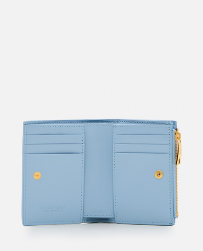 Shop Bottega Veneta Small Bi-fold Leather Wallet In Blue