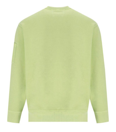 Shop C.p. Company Diagonal Fleece White Pear Sweatshirt In Green