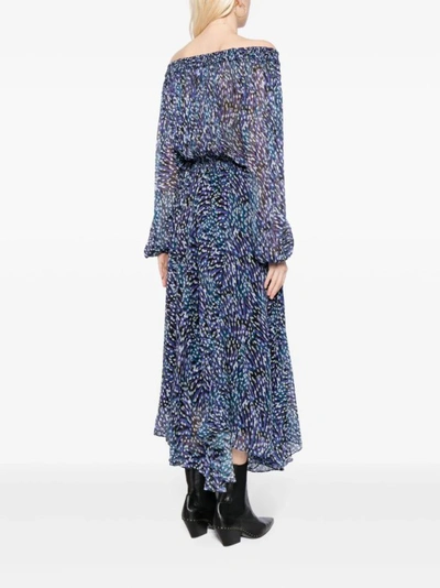 Shop Isabel Marant Étoile Multicolor Off-shoulder Midi Dress