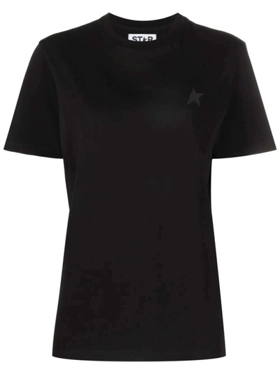 Shop Golden Goose Black Logo-embroidered Short-sleeved T-shirt
