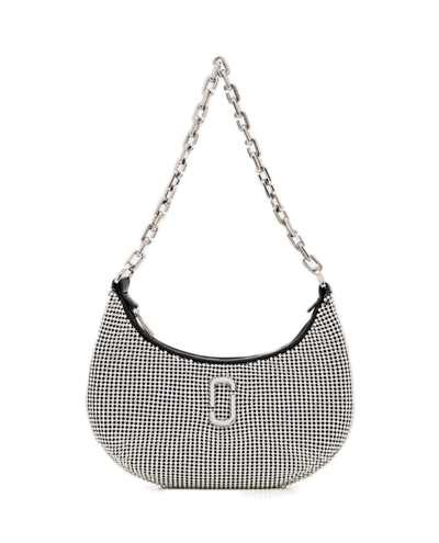 Shop Marc Jacobs The Small Curve Rhinestone J Shoulder Bag In Silver