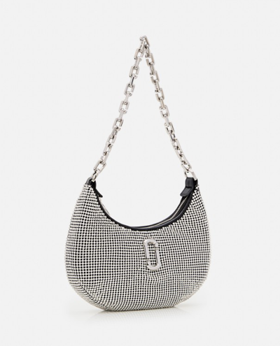 Shop Marc Jacobs The Small Curve Rhinestone J Shoulder Bag In Silver