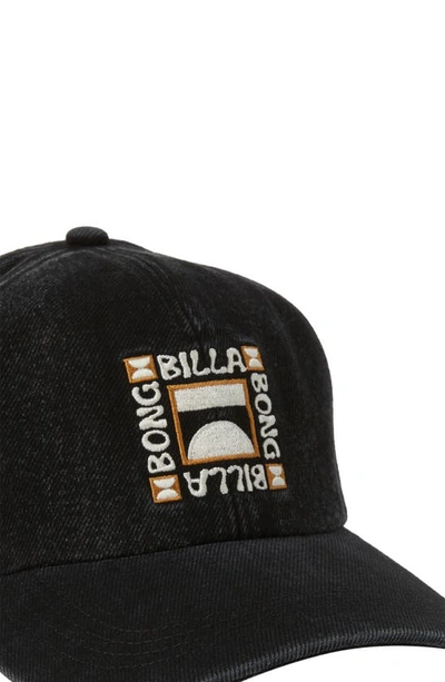 Billabong Embroidered Logo Cotton Twill Baseball Cap In Washed Black