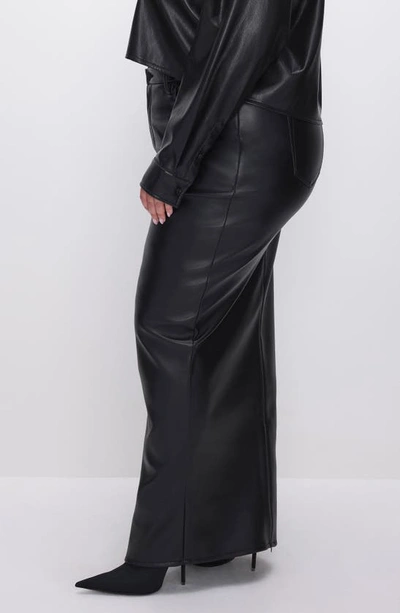 Shop Good American Faux Leather Maxi Skirt In Black