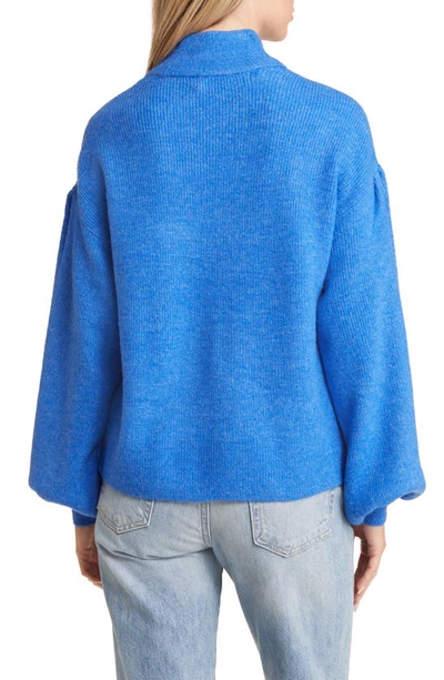 Shop Vero Moda New Rubellefile Mock Neck Sweater In French Blue Detail