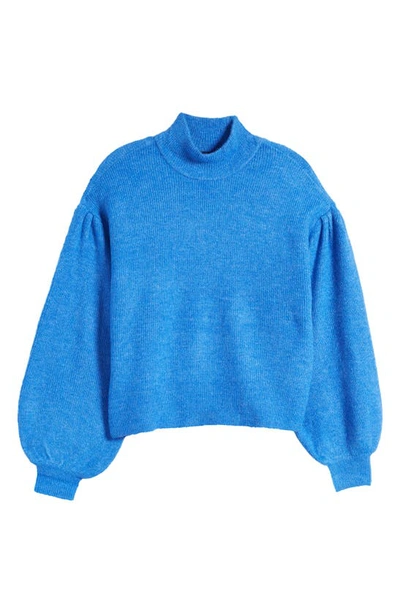 Shop Vero Moda New Rubellefile Mock Neck Sweater In French Blue Detail