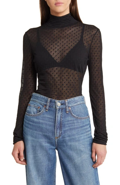 Rag & Bone Valencia Sheer Polka Dot Turtleneck Top In Polka Dot