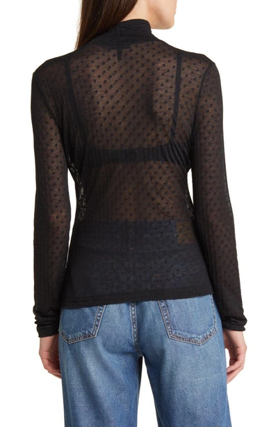 Rag & Bone Valencia Sheer Polka Dot Turtleneck Top In Polka Dot