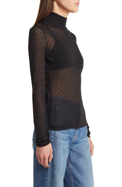 Rag & Bone Valencia Sheer Polka Dot Turtleneck Top In Polka Dot