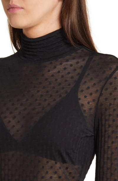 Rag & Bone Valencia Sheer Polka Dot Turtleneck Top In Polka Dot