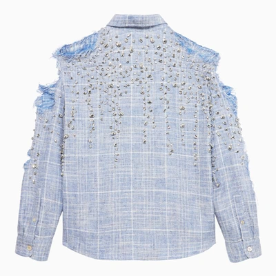 Shop 1989 Studio Embroidered Flannel Shirt Sky In Blue