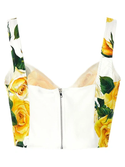 Shop Dolce & Gabbana 'rose Gialle' Bustier Top In Yellow