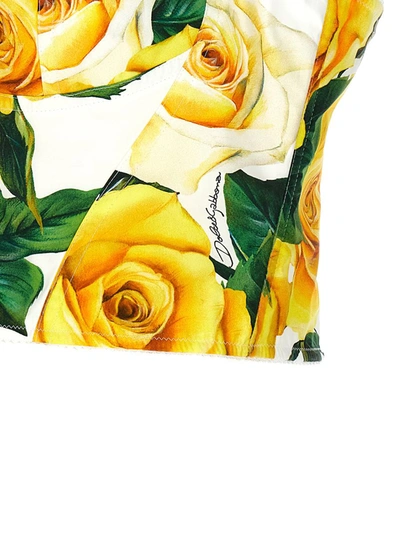 Shop Dolce & Gabbana 'rose Gialle' Bustier Top In Yellow
