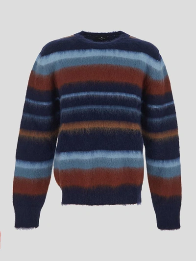 Shop Etro Stripe Fluffy Knit Sweater