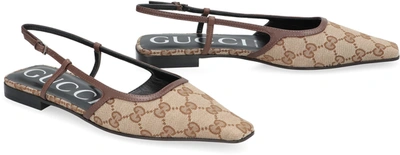 Shop Gucci Fabric Slingback Pumps In Beige