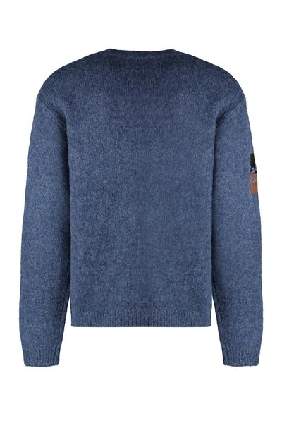 Shop Maison Kitsuné Wool-blend Crew-neck Sweater In Blue