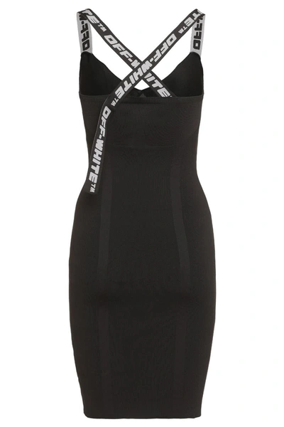 Shop Off-white Knitted Stretch Mini-dress In Black