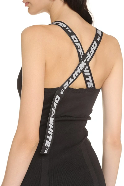 Shop Off-white Knitted Stretch Mini-dress In Black