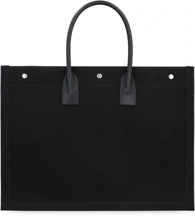 Shop Saint Laurent Canvas Tote Bag In Black