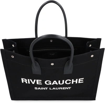 Shop Saint Laurent Canvas Tote Bag In Black