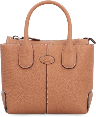 Shop Tod's Di Smooth Leather Tote Bag In Brown