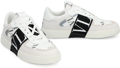 Shop Valentino Garavani - Vl7n Leather And Fabric Low-top Sneakers In White