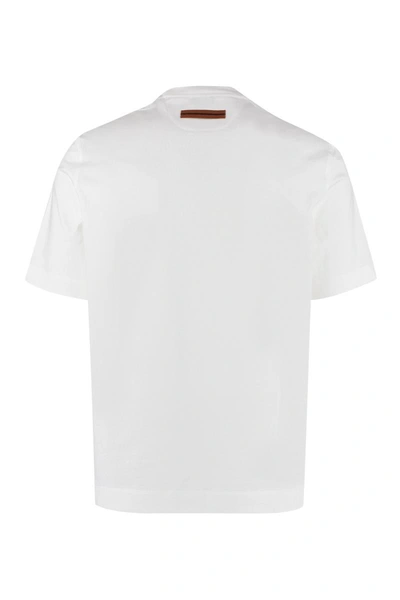 Shop Zegna Cotton Crew-neck T-shirt In White