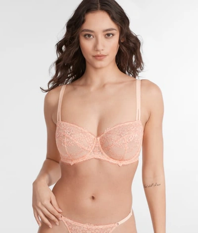Shop Camio Mio Lace Unlined Side Support Bra In Peach Parfait